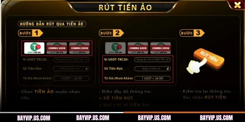 Hướng dẫn rút tiền đơn giản tại BAYVIP 